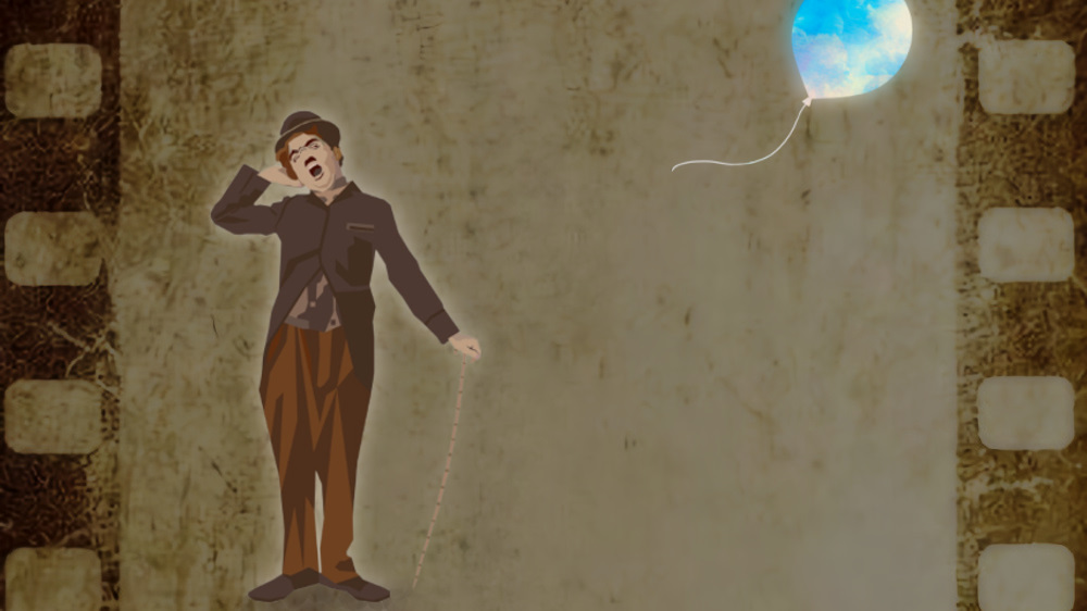 チャップリンと風船