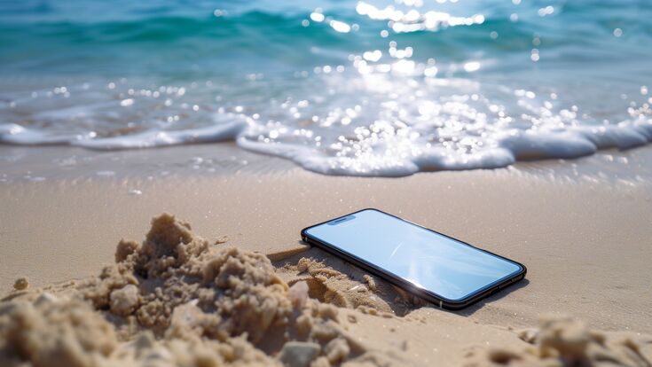 スマホと海